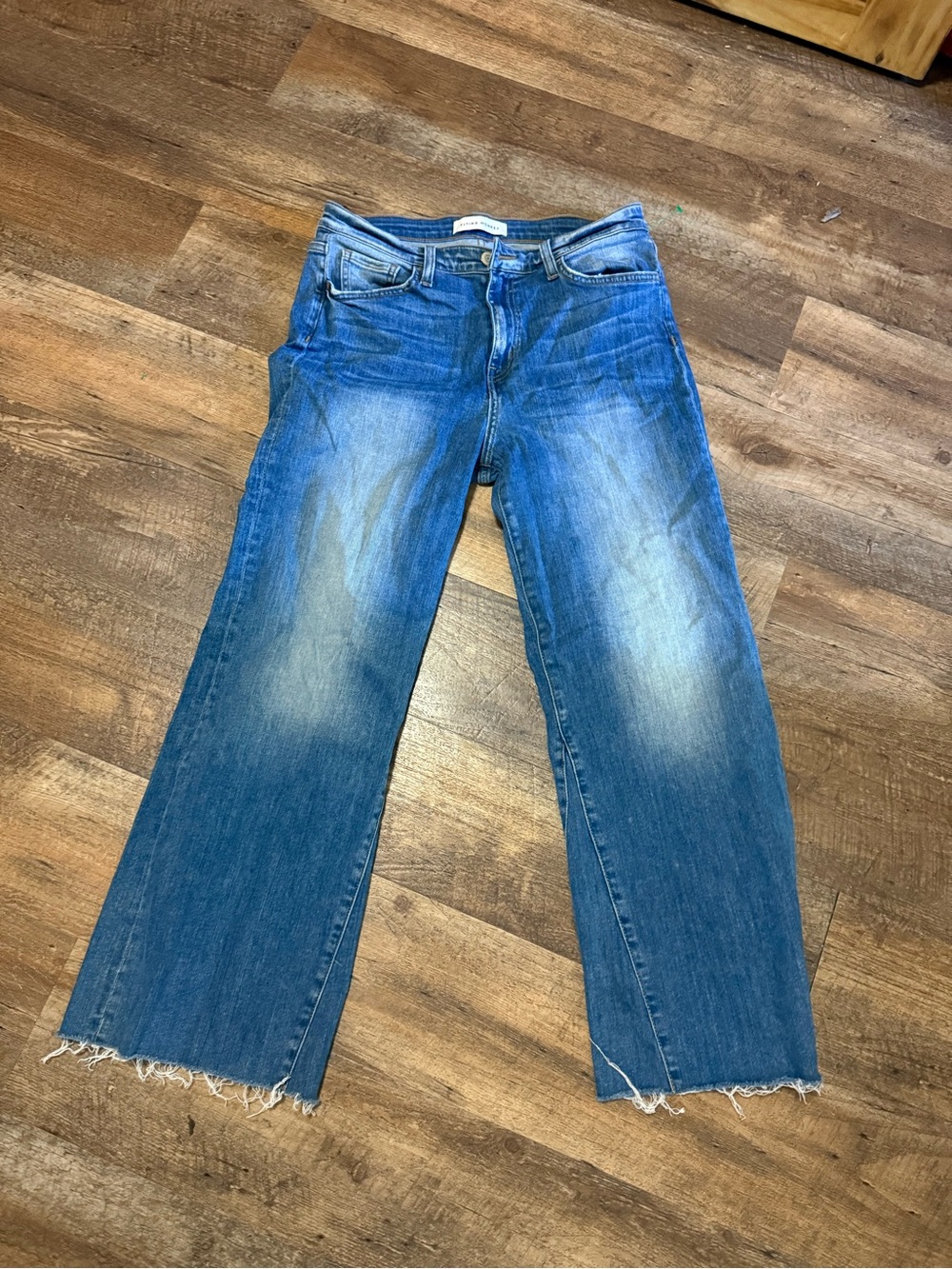 Flying Monkey Blue Wide-Leg Raw Hem Jeans
